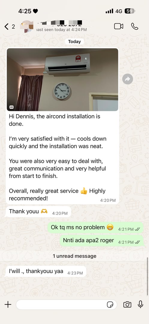 Customer WhatsApp review 5
